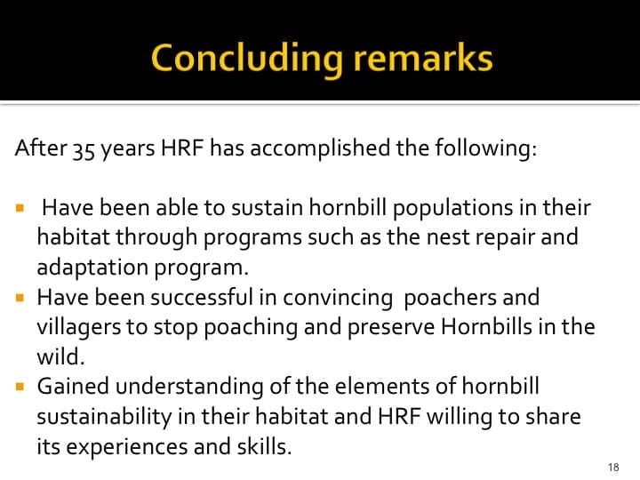 Dr. Woraphat Arthayukti, 6th International Hornbill Conference Manila, Philippines - Slide 18