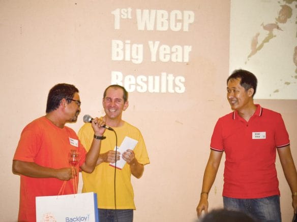 Rob Hutchinson and Ivan Sarenas as The 1st WBCP Big Year Winners  for the Professional Birders category.  Photo by Marites Falcon. 