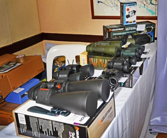 At the Celestron table (one of our partners), their birding gear in various sizes – bins and spotting scopes were also for sale during the event.   Photo by Marites Falcon.