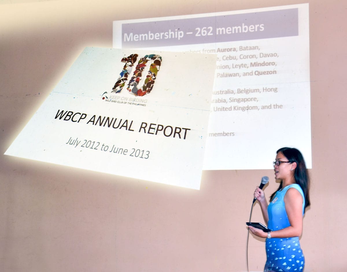 The WBCP Annual Report from July 2012 to June 2013 was presented by Maia Tañedo. Photo by Marites Falcon.