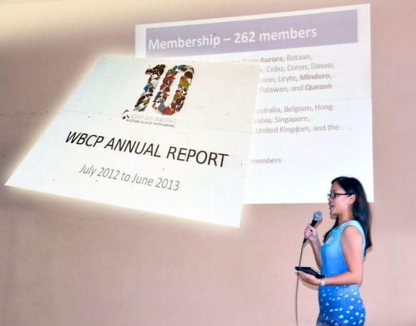 The WBCP Annual Report from July 2012 to June 2013 was presented by Maia Tañedo. Photo by Marites Falcon.