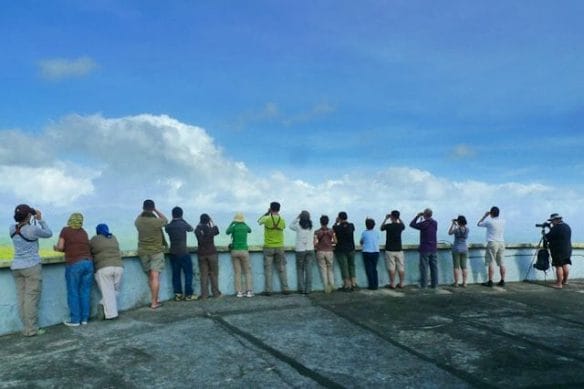 Counting raptors at the PAGASA Station in Tanay. Photo by Jun Osano