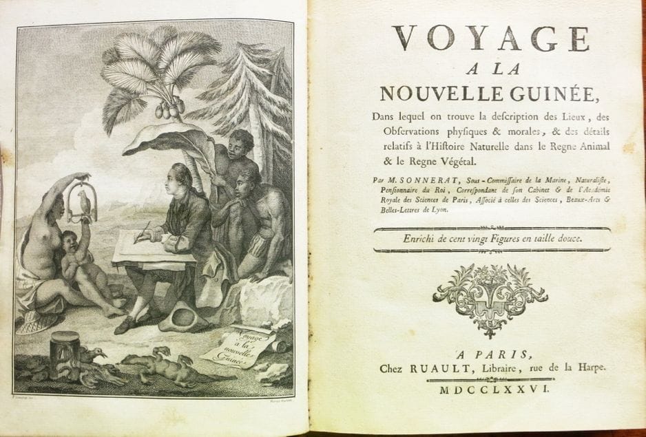 Title page of Sonnerat’s “Voyage à la Nouvelle Guinée”, Paris, 1776