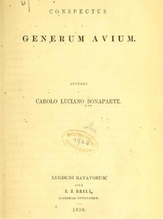 Title page of Bonaparte’s Conspectus Generum Avium (1850
