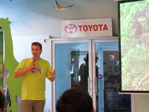 Giving a presentation about Philippine Hornbills. Photo by Mike Lu