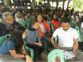 With the Mayor of Pamplona – Aaron Sampaga - during a General Assembly in Brgy Nagattatan: discussing raptor migration and the importance of raptors in the environment as indicators of the health of the environment; as well as benefits derived by the farmers in protecting the Grey-faced Buzzard. 